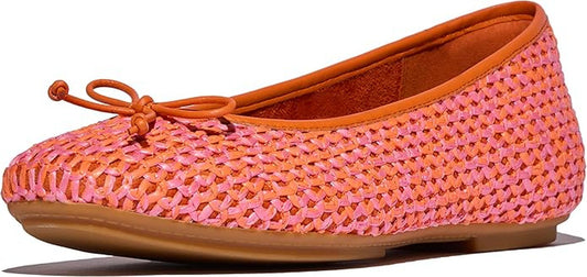 FitFlop Women's Delicato Bow Two-Toned Woven Ballet Flats