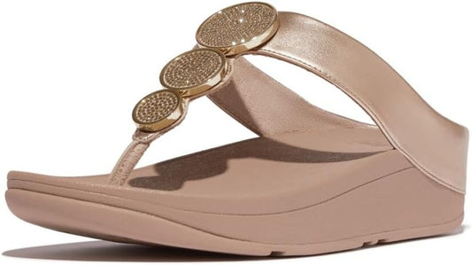 FitFlop Women's Halo Bead-Circle Metallic Toe-Post Sandals