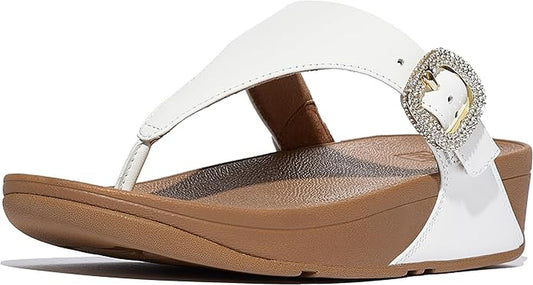 FitFlop Women's Lulu Crystal-Buckle Leather Toe-Post Sandals