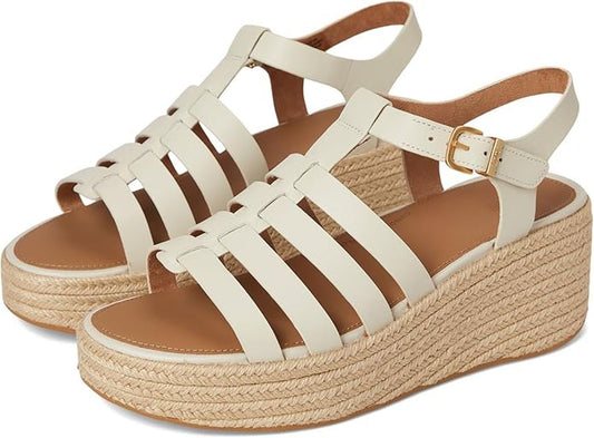 FitFlop Women's Platfforms Espadrille Leather Fisherman Wedge Sandals