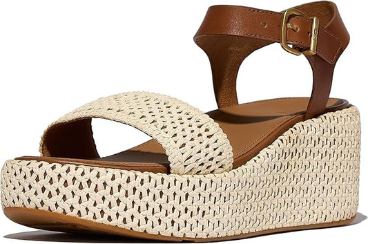 FitFlop Women's Platfforms Woven Wedge Ankle-Strap Sandals