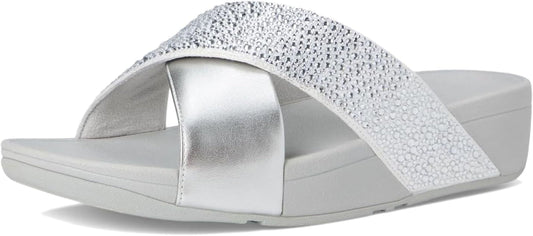 FitFlop Women's LULU Crystal-Mix Metallic Cross Slides