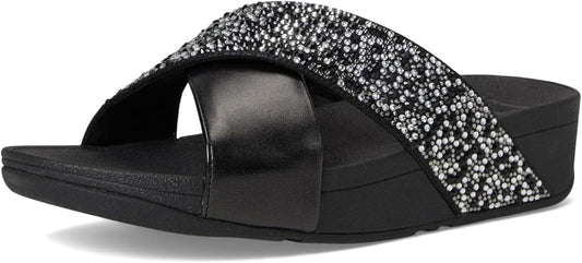FitFlop Women's LULU Crystal-Mix Metallic Cross Slides