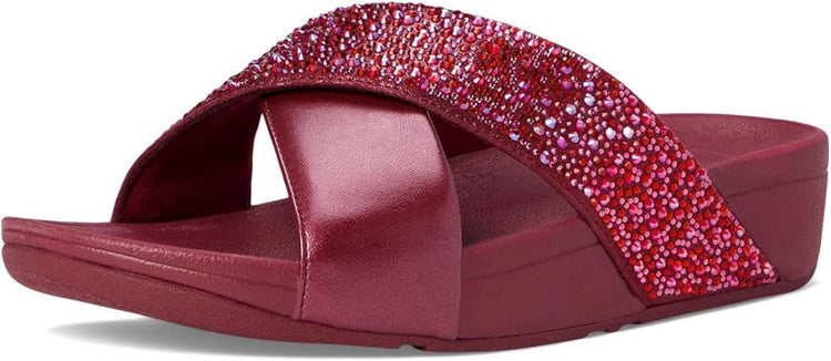 FitFlop Women's LULU Crystal-Mix Metallic Cross Slides