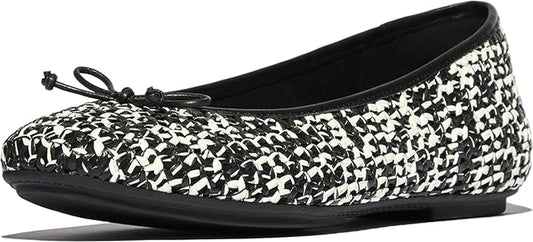 FitFlop Women's Delicato Bow Two-Toned Woven Ballet Flats
