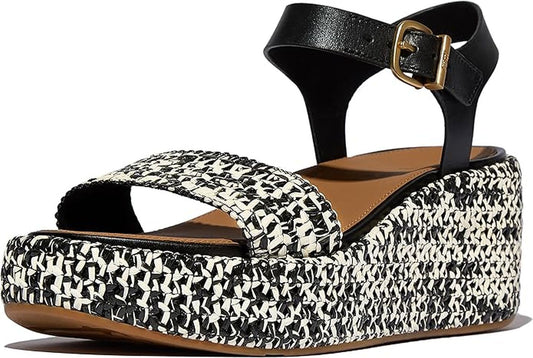 FitFlop Women's Platfforms Woven Wedge Ankle-Strap Sandals