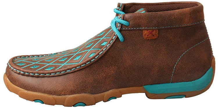 Twisted X Women's Boat Shoe Driving Moc with CellStretch, Bomber/Khaki, 6(M)