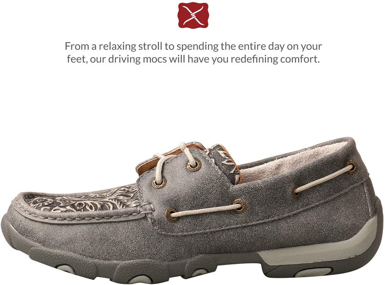 Twisted X Women's Boat Shoe Driving Moc with CellStretch, Bomber/Khaki, 6(M)
