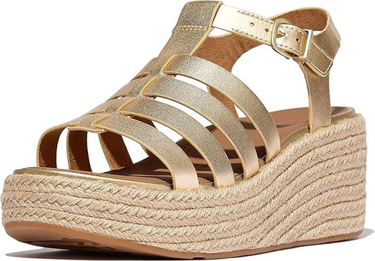 FitFlop Women's Platfforms Espadrille Leather Fisherman Wedge Sandals