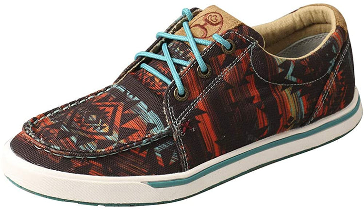 Twisted X Women's Hooey Loper Shoes - Features Fashionable Textile Upper with Unique Hooey Loper Style - Made with Blended Rice Husk Outsole and Moisture-Wicking Footbed, Midnight Aztec, 5.5 M