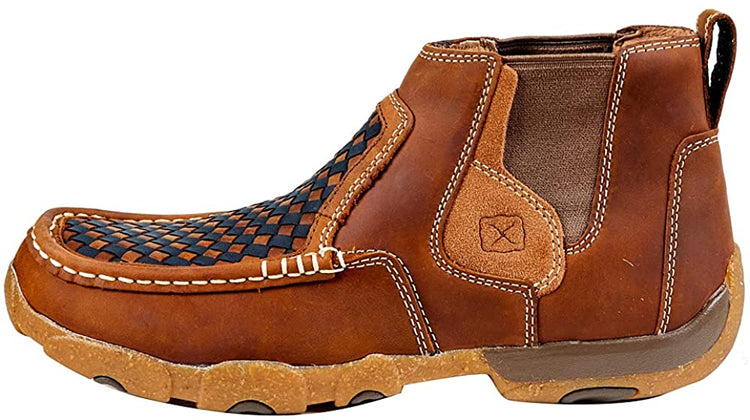 Twisted X Men's 4-inch Chelsea Driving Moccasins, Leather Casual Dress Shoes for Men