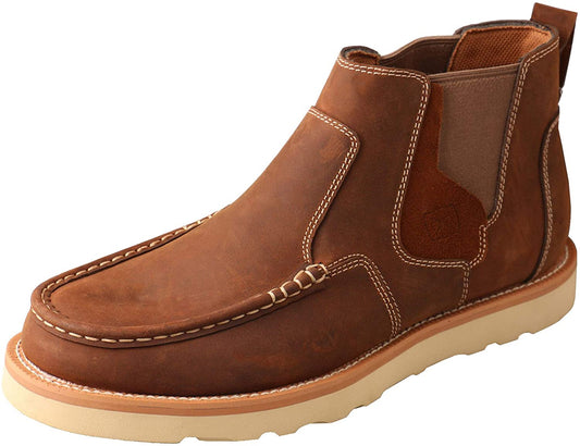 Twisted X Mens 4" Chelsea Wedge Sole Boot, Oiled Saddle, 10 M