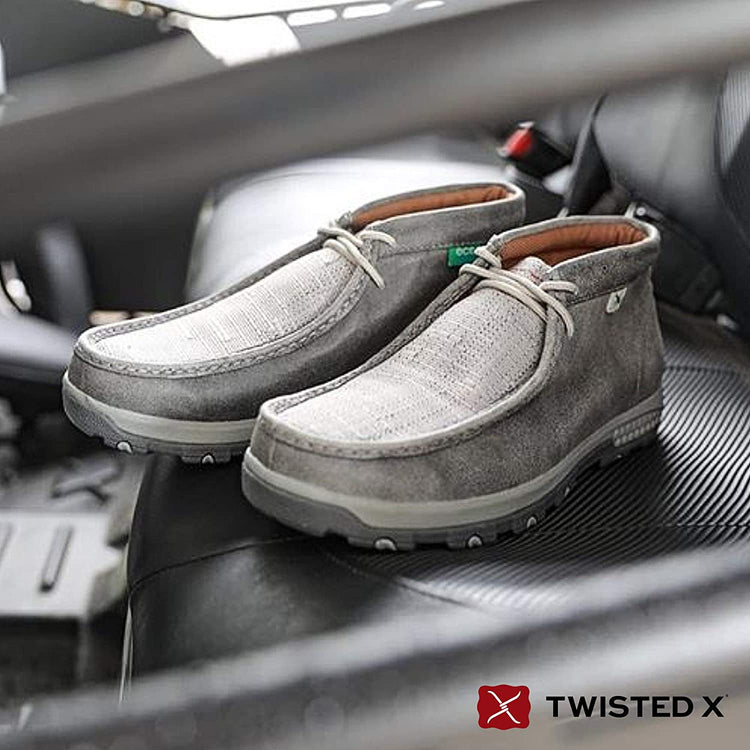 Twisted X Men's Chukka Driving CellStretch Moccasins, Grey/Light Grey, 11 Wide