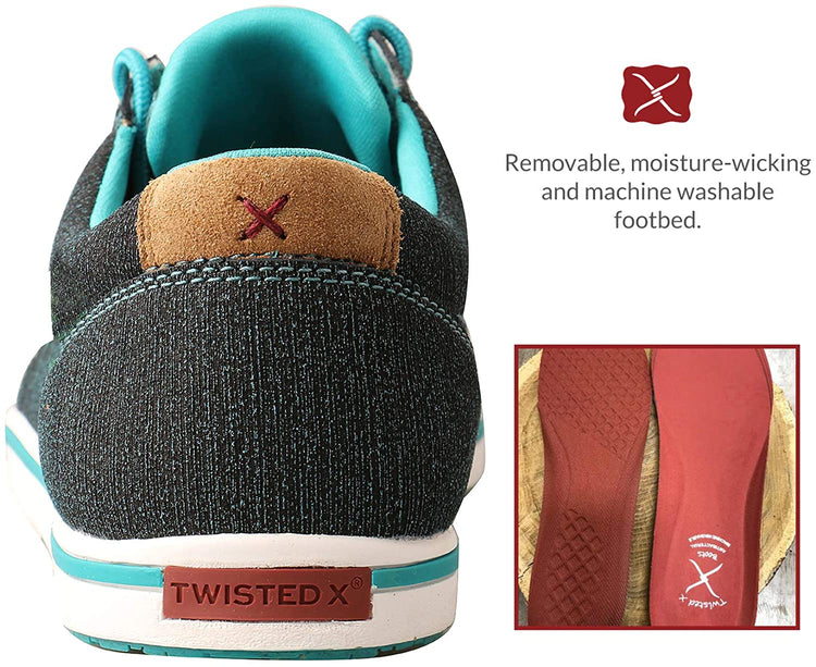 Twisted X Women's Kicks - Casual Sneakers Made with Hybrid Performance Leather, ecoTweed Lining, and Blended Rice Husk Outsole, Dark Grey & Barn Red, 8.5 M