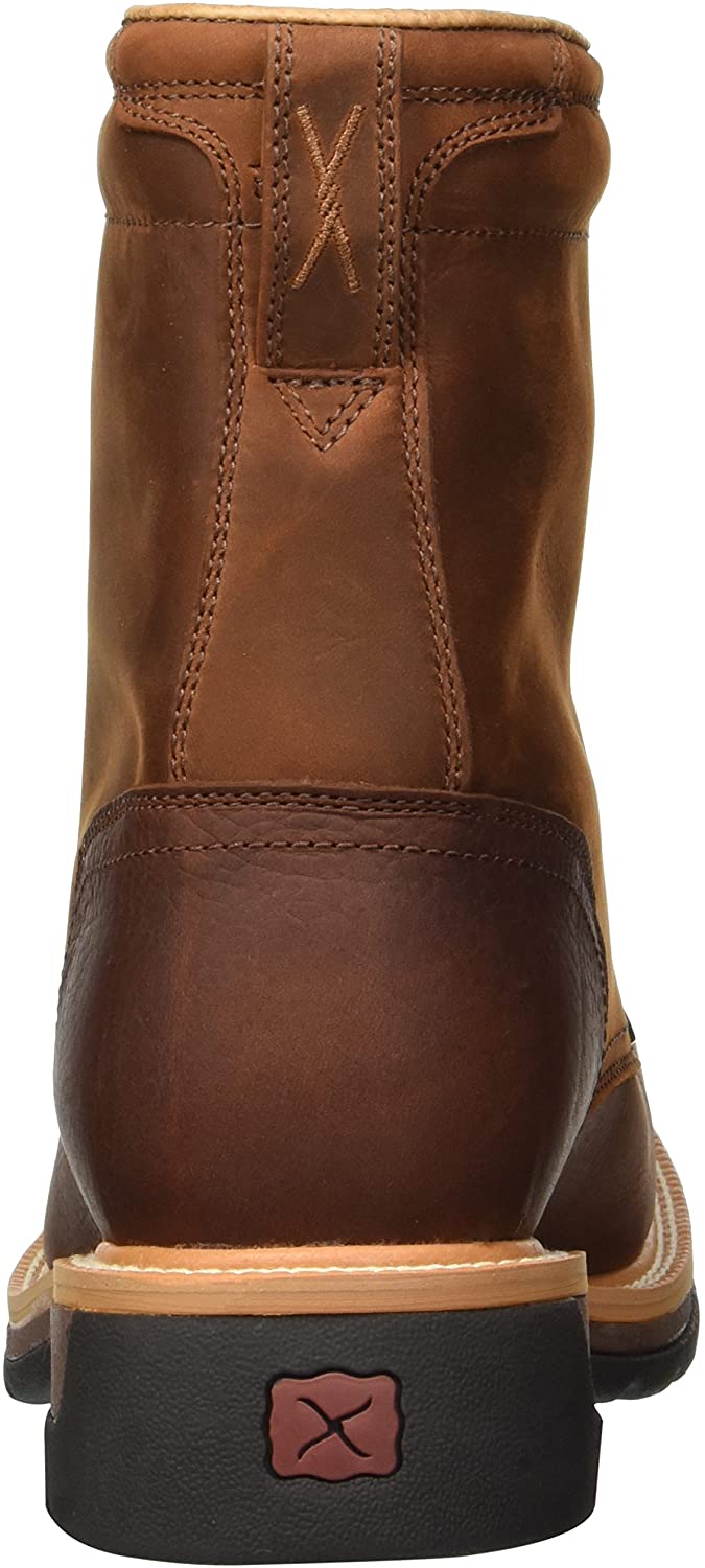 Twisted X Men's Lite Cowboy Lacer Workboot, Color: Brown/Rust (Mlcslw1)