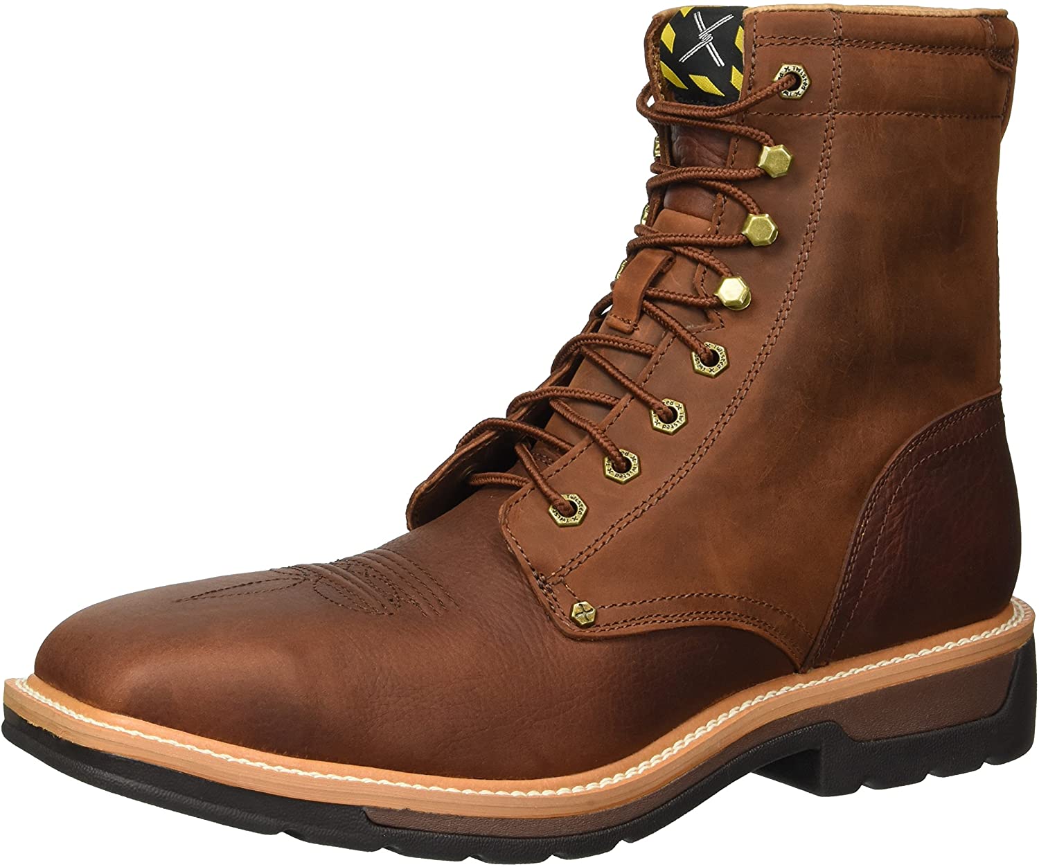 Twisted X Men's Lite Cowboy Lacer Workboot, Color: Brown/Rust (Mlcslw1)